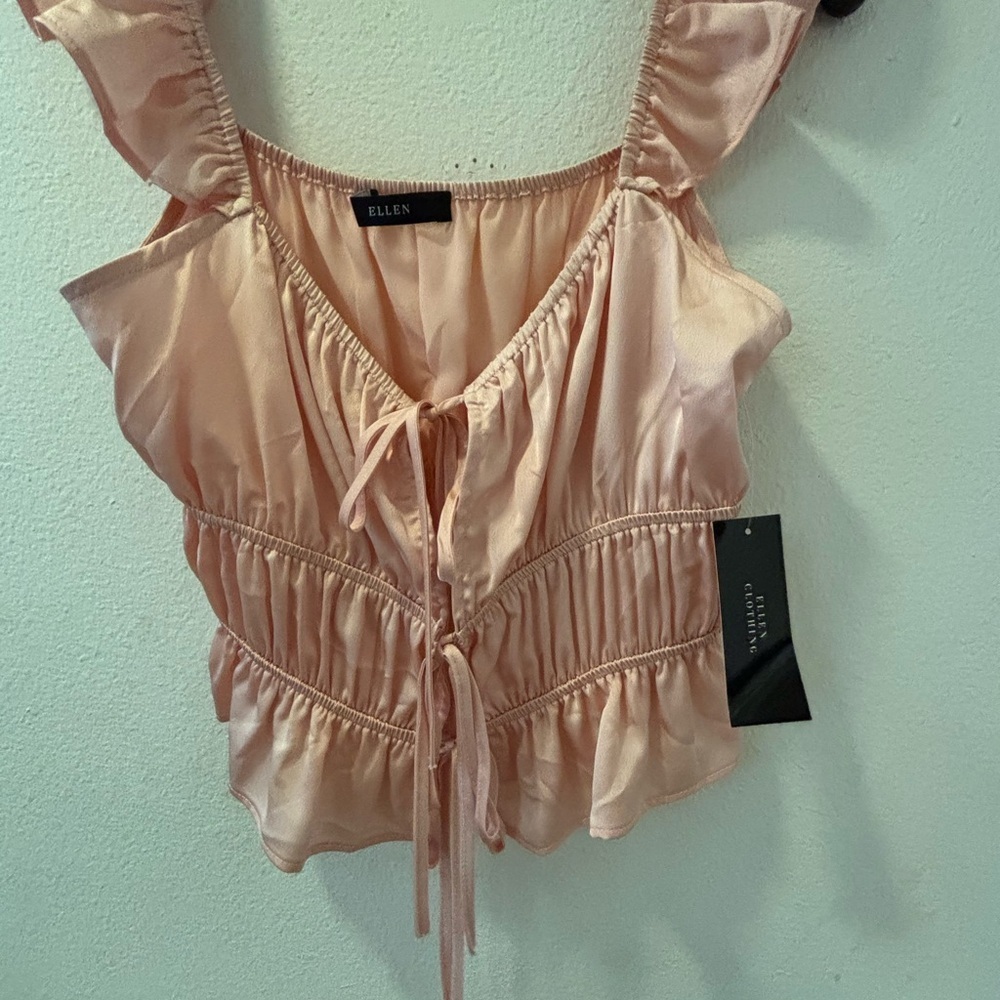 Pink Ruffled Women's Top - Picture 3 of 5